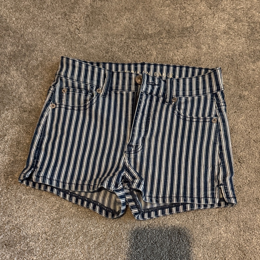 American Eagle Outfitters Blue Striped Jean Shorts